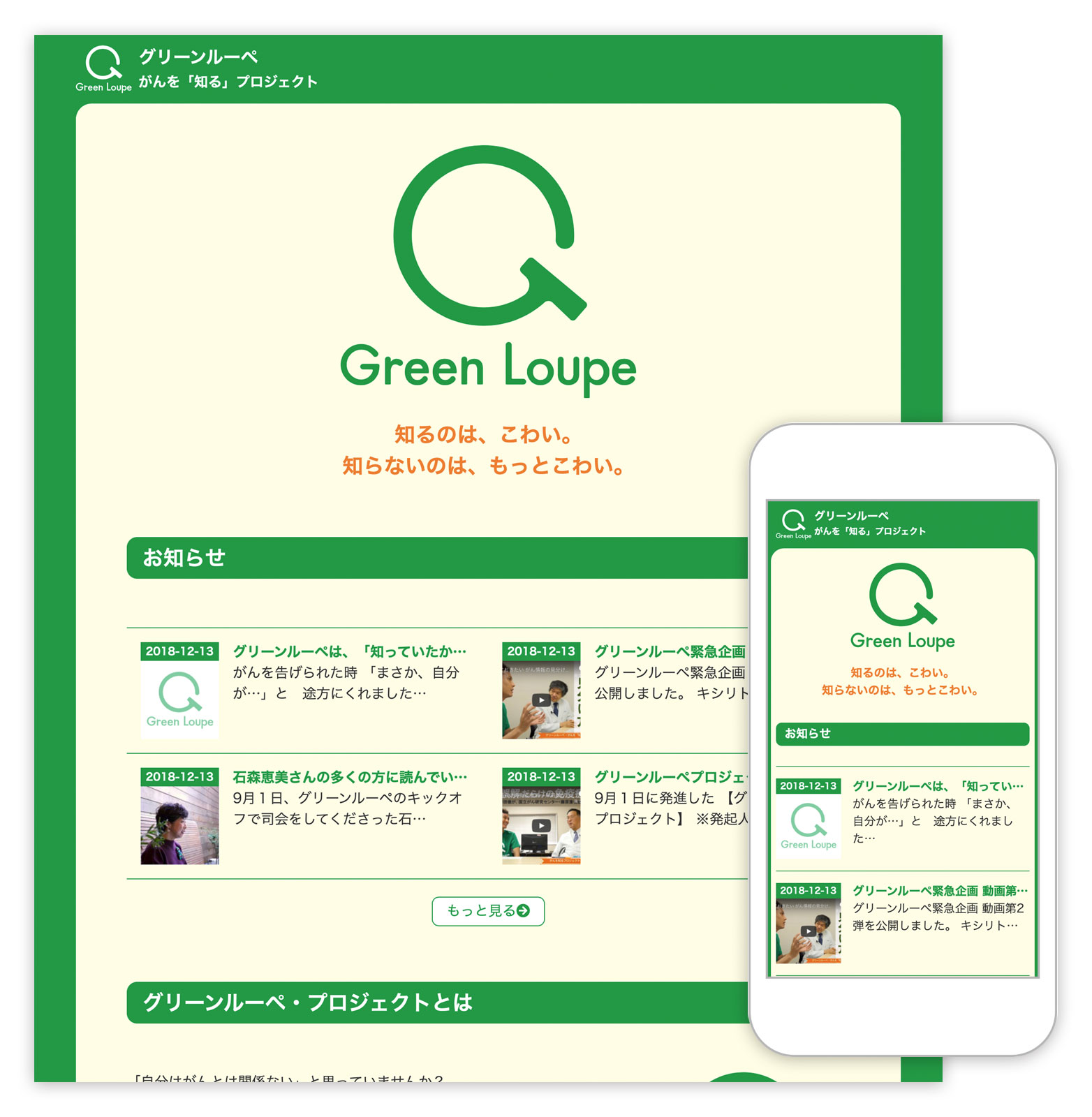 グリーンルーペのウェブサイトデザイン